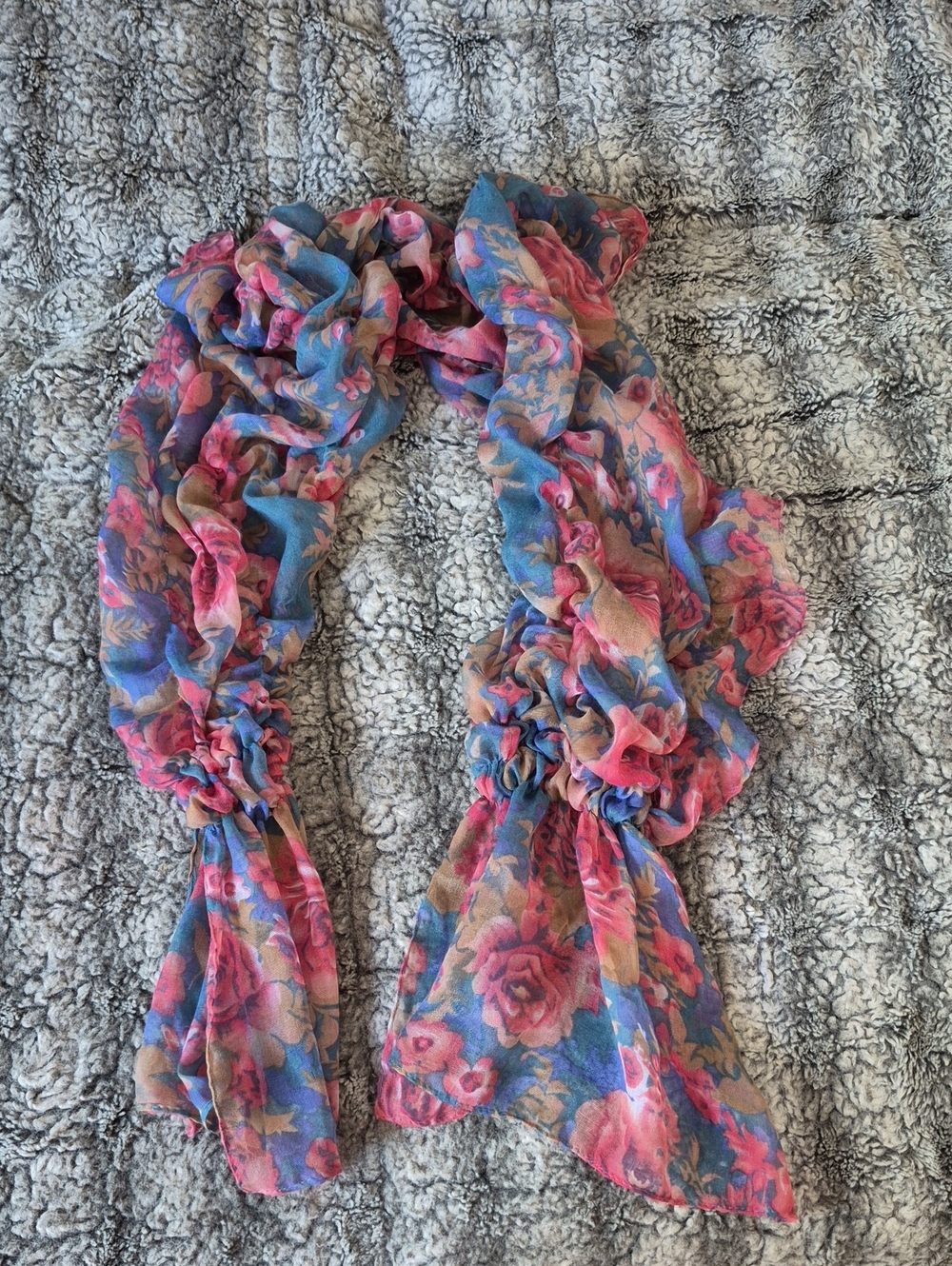 Floral Pink & Blue Lightweight Scarf (889)